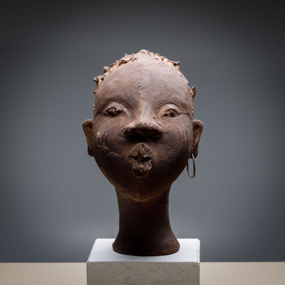 Enrico Zorzato, Head of an African Woman, Terracotta, 21st Century