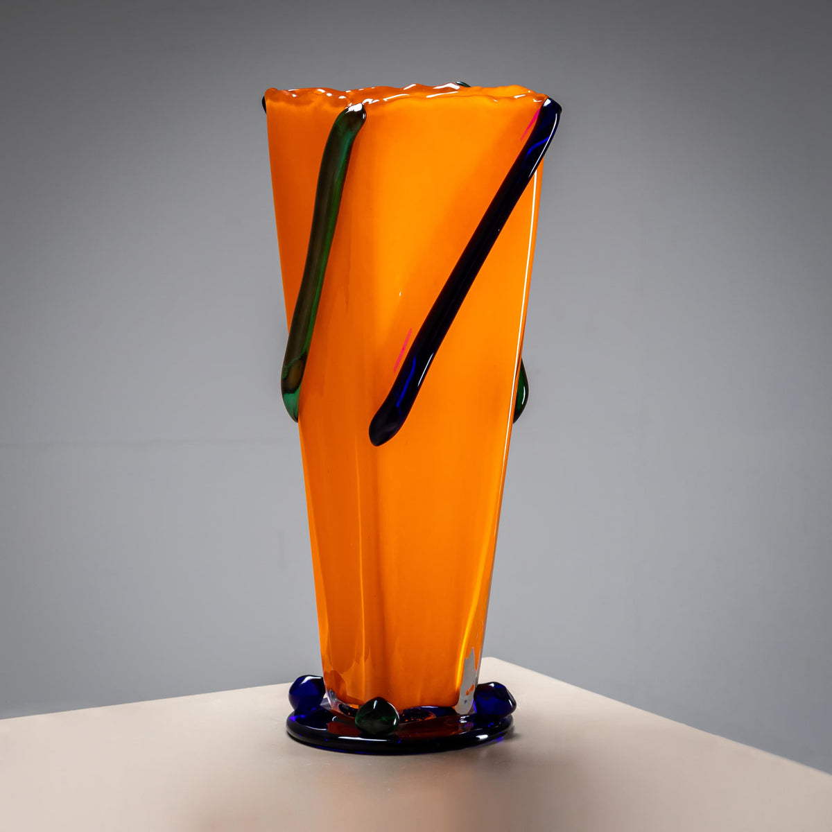 Orange and Green Vase, Signed J. Guliajile, 20th Century