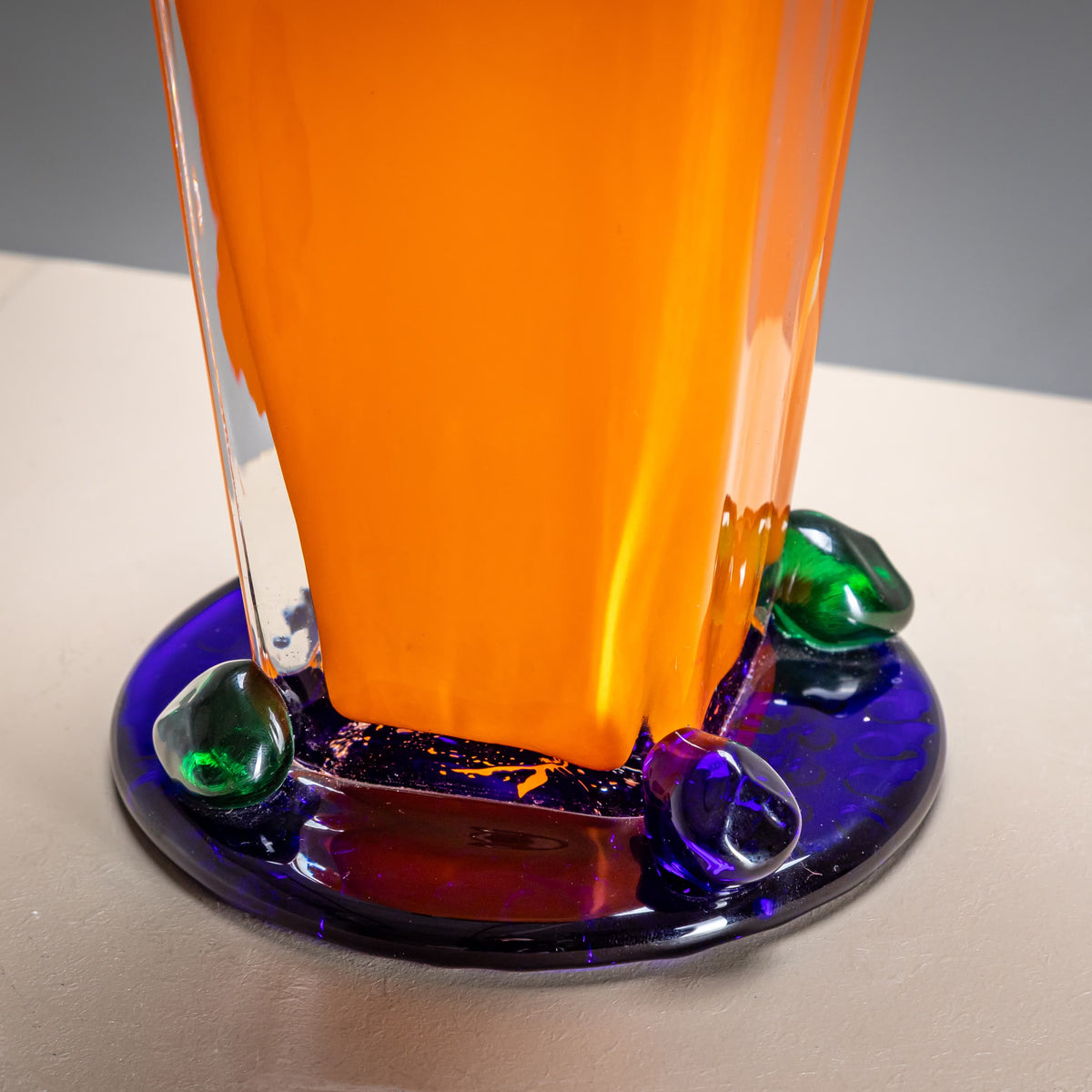 Orange and Green Vase, Signed J. Guliajile, 20th Century