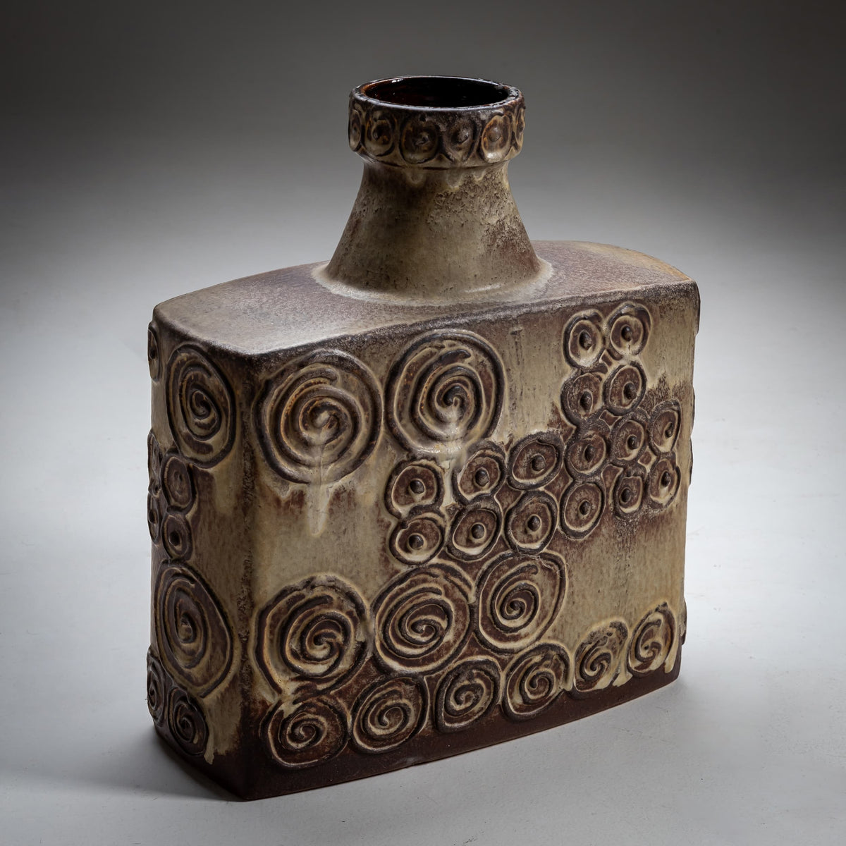 Jura Ceramic Vase with Spiral Decor, Scheurich, West Germany, Mid-20th Century