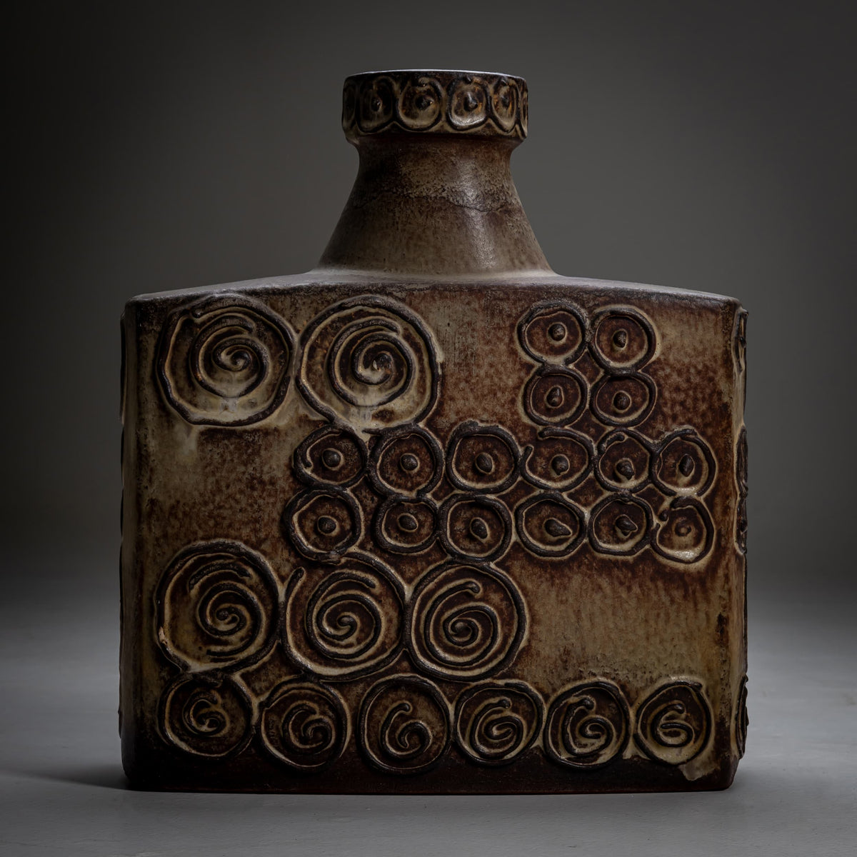 Jura Ceramic Vase with Spiral Decor, Scheurich, West Germany, Mid-20th Century