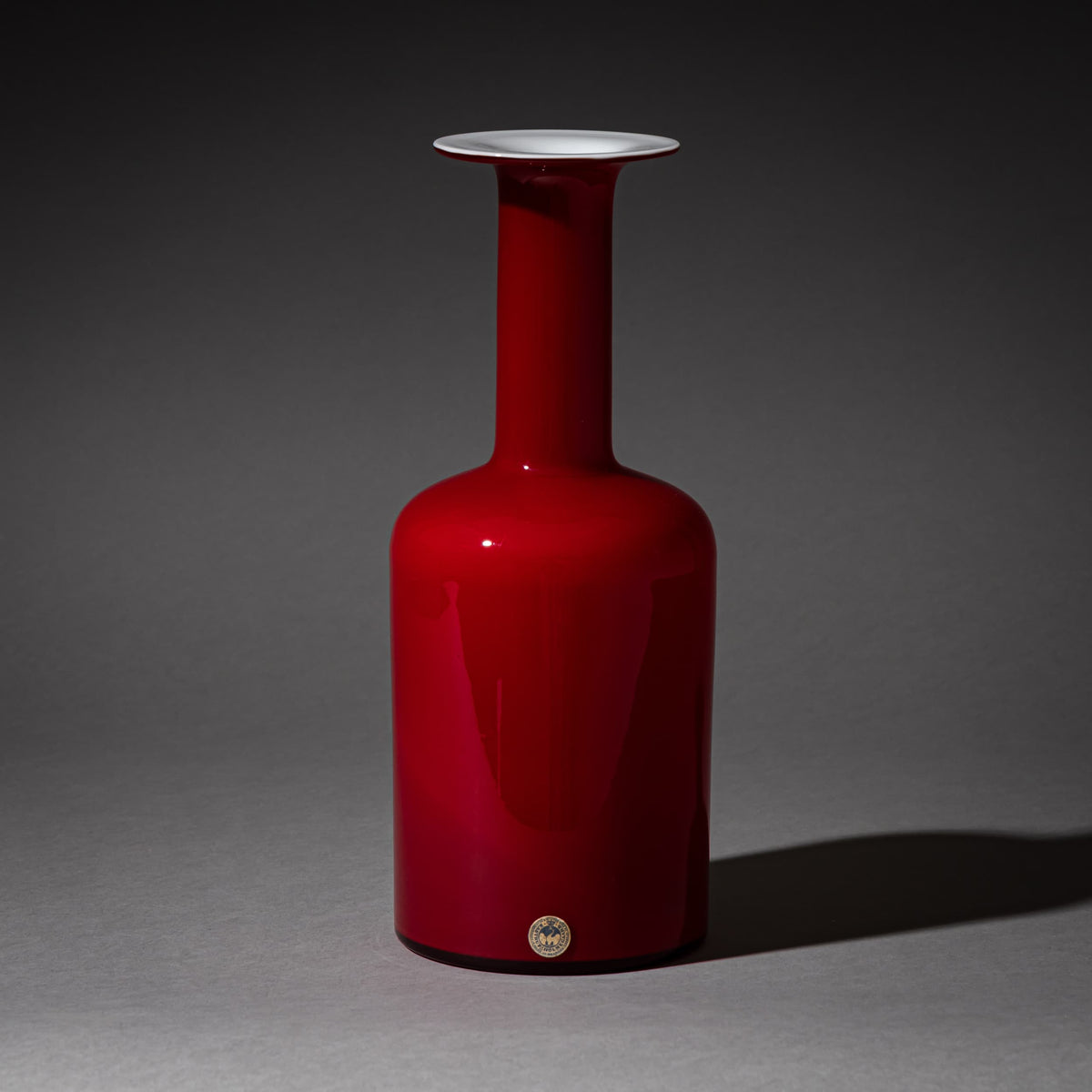 Rote und weiße Glasvasen von Otto Brauer für Holmegaard, Dänemark, 1960er Jahre