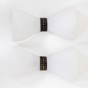 Pair of Bow-Tie Wall Lamps, Opaque Glass, Italian Manufactory, Mid-20th Century
