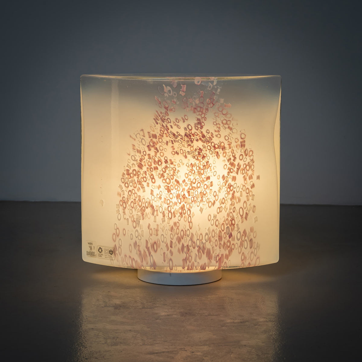 White Murano Table Lamps with red décor by Leucos, Italy 1970s