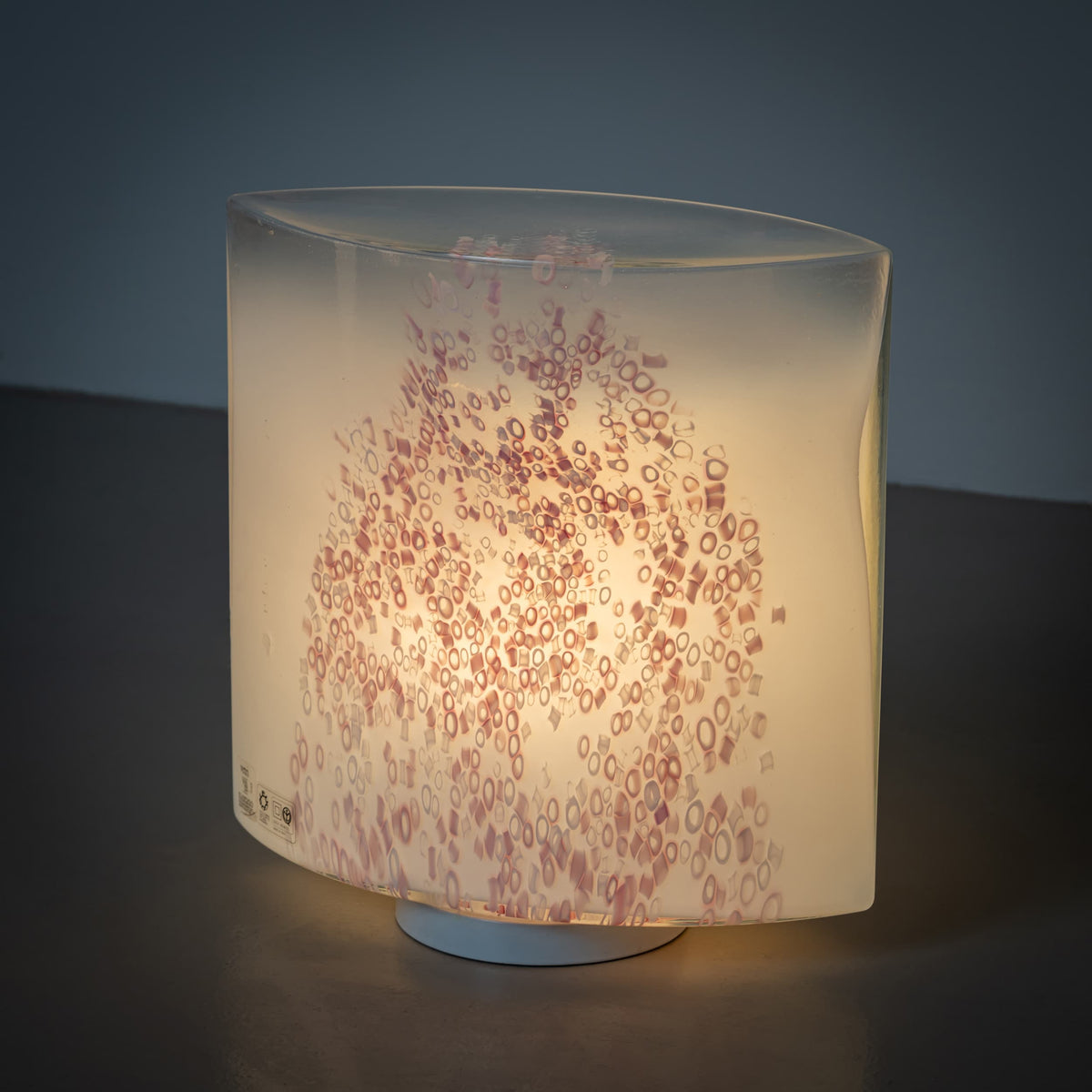 White Murano Table Lamps with red décor by Leucos, Italy 1970s
