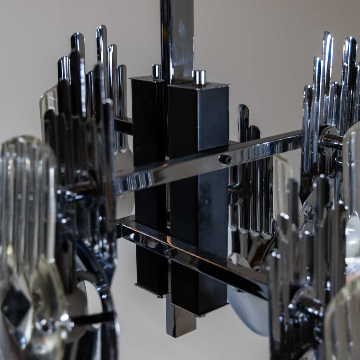 Chrome Chandelier by Oscar Torlasco, Italy 1960s