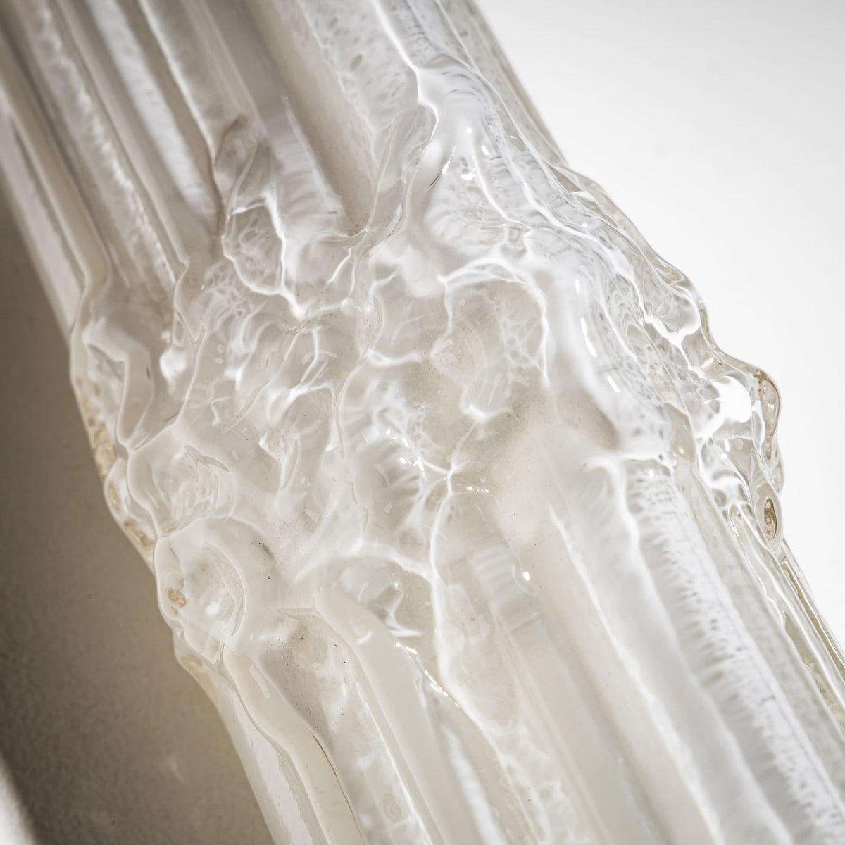 Pair of Ice Glass Wall Lights, Italy, Mid-20th Century