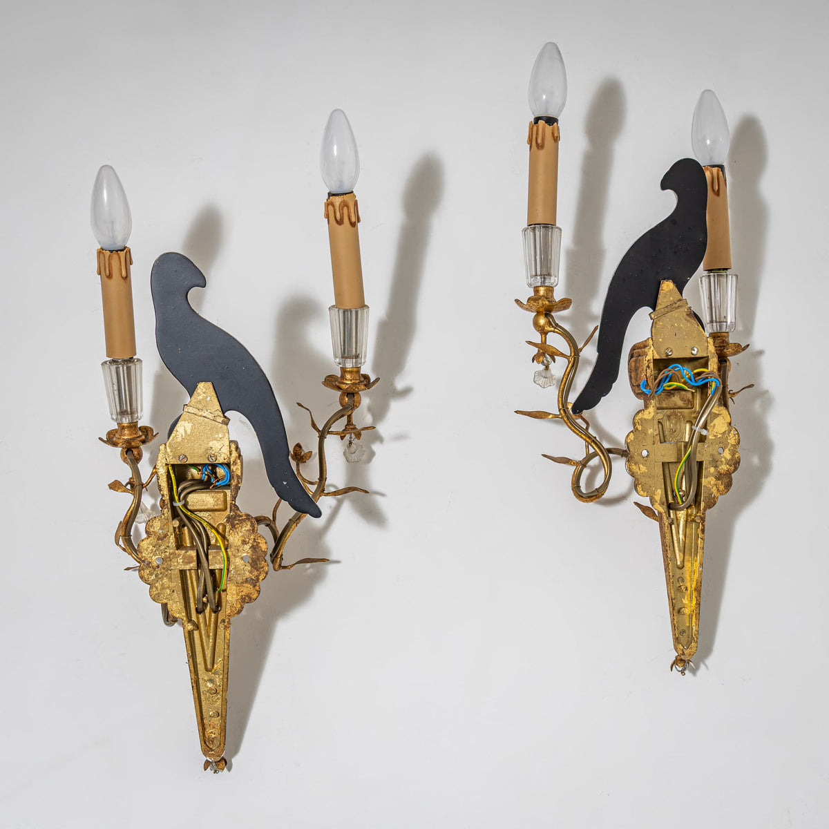 Paar Wandappliken mit Papageien-Motiv von Banci Firenze, Italien, 1970er Jahre