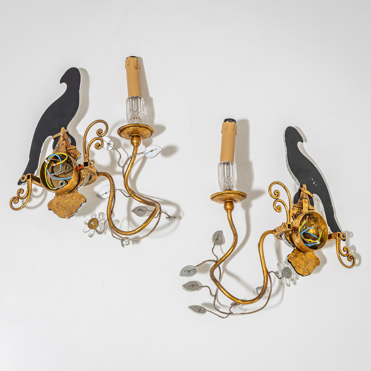Paar Wandappliken mit Papageien-Motiv von Banci Firenze, Italien, 1970er Jahre