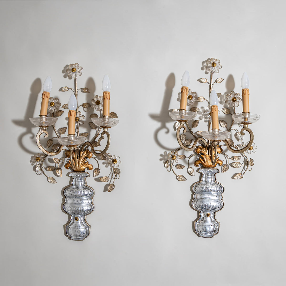 Pair of Large Wall Sconces, attributed to Maison Baguès, France, Mid-20th Century