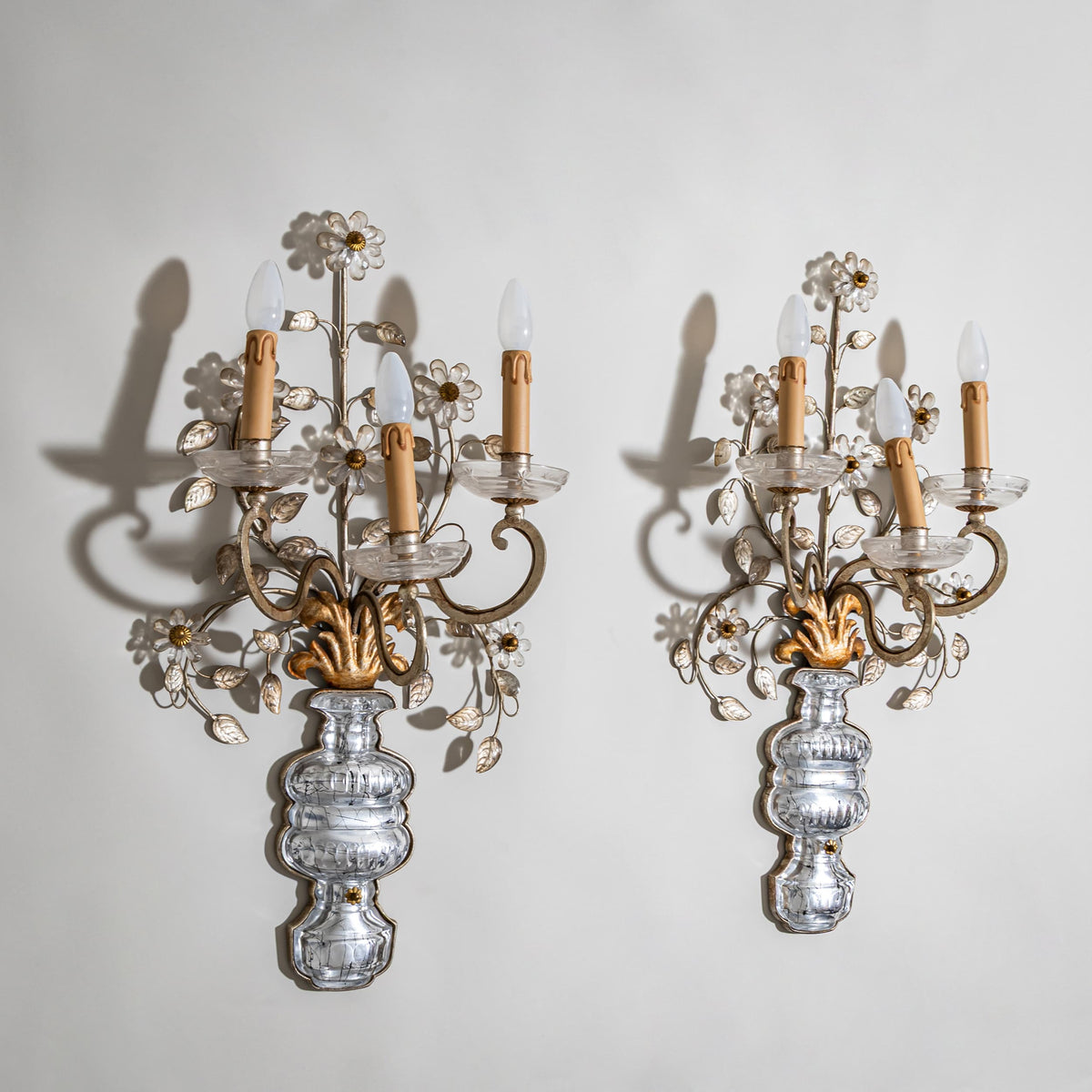Pair of Large Wall Sconces, attributed to Maison Baguès, France, Mid-20th Century
