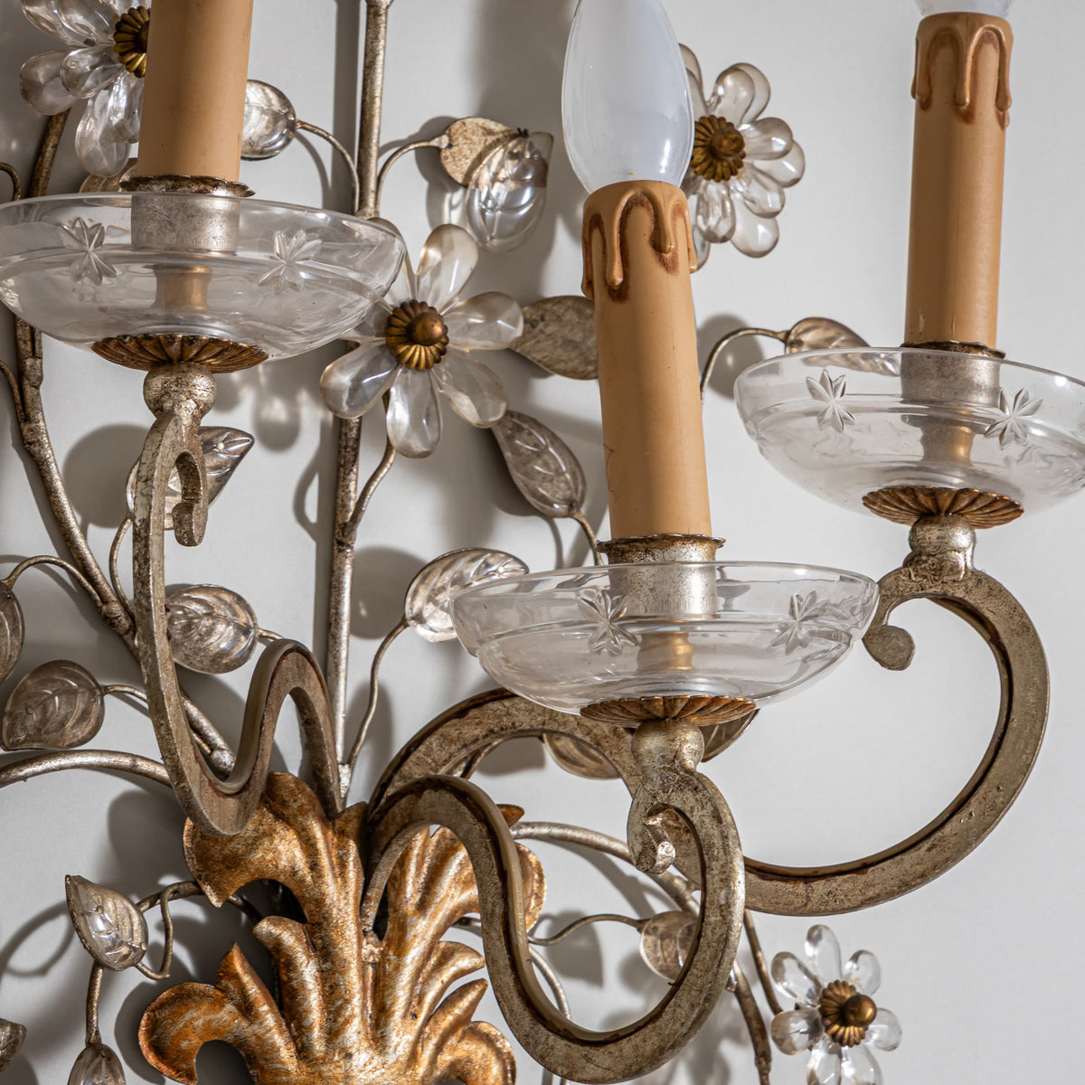 Pair of Large Wall Sconces, attributed to Maison Baguès, France, Mid-20th Century