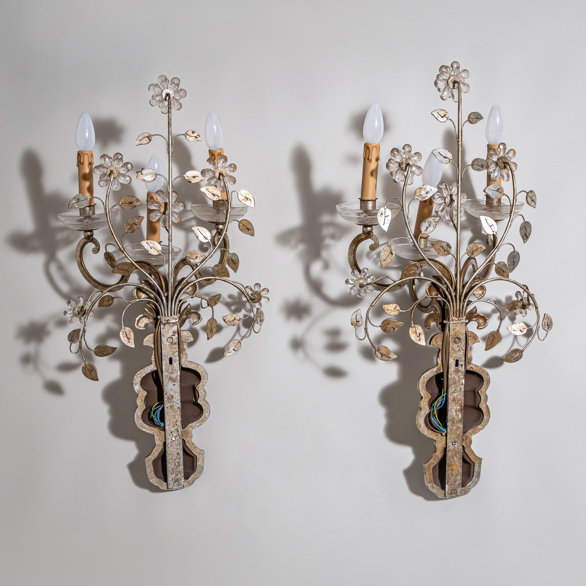 Pair of Large Wall Sconces, attributed to Maison Baguès, France, Mid-20th Century