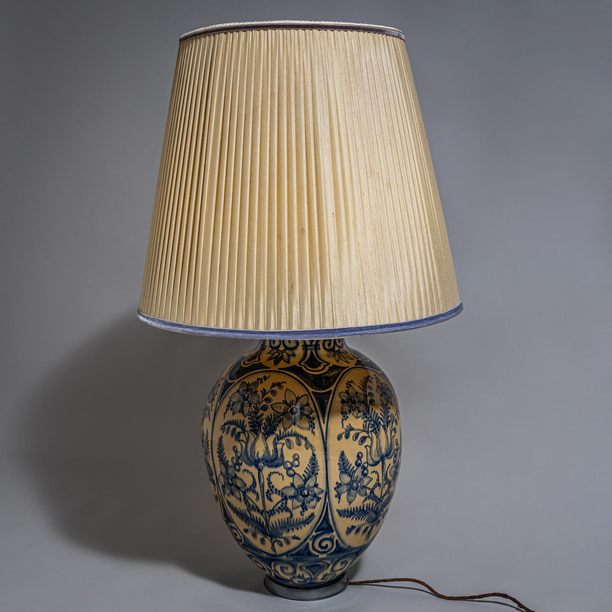 Table Lamp with Painted Porcelain Base, 20th Century
