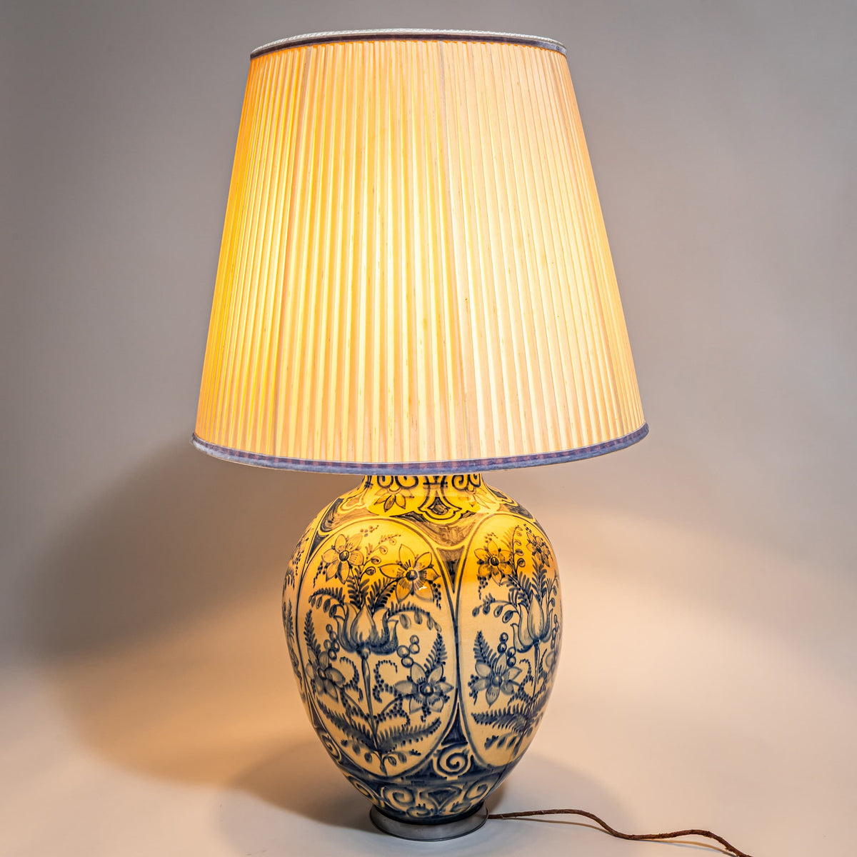 Table Lamp with Painted Porcelain Base, 20th Century