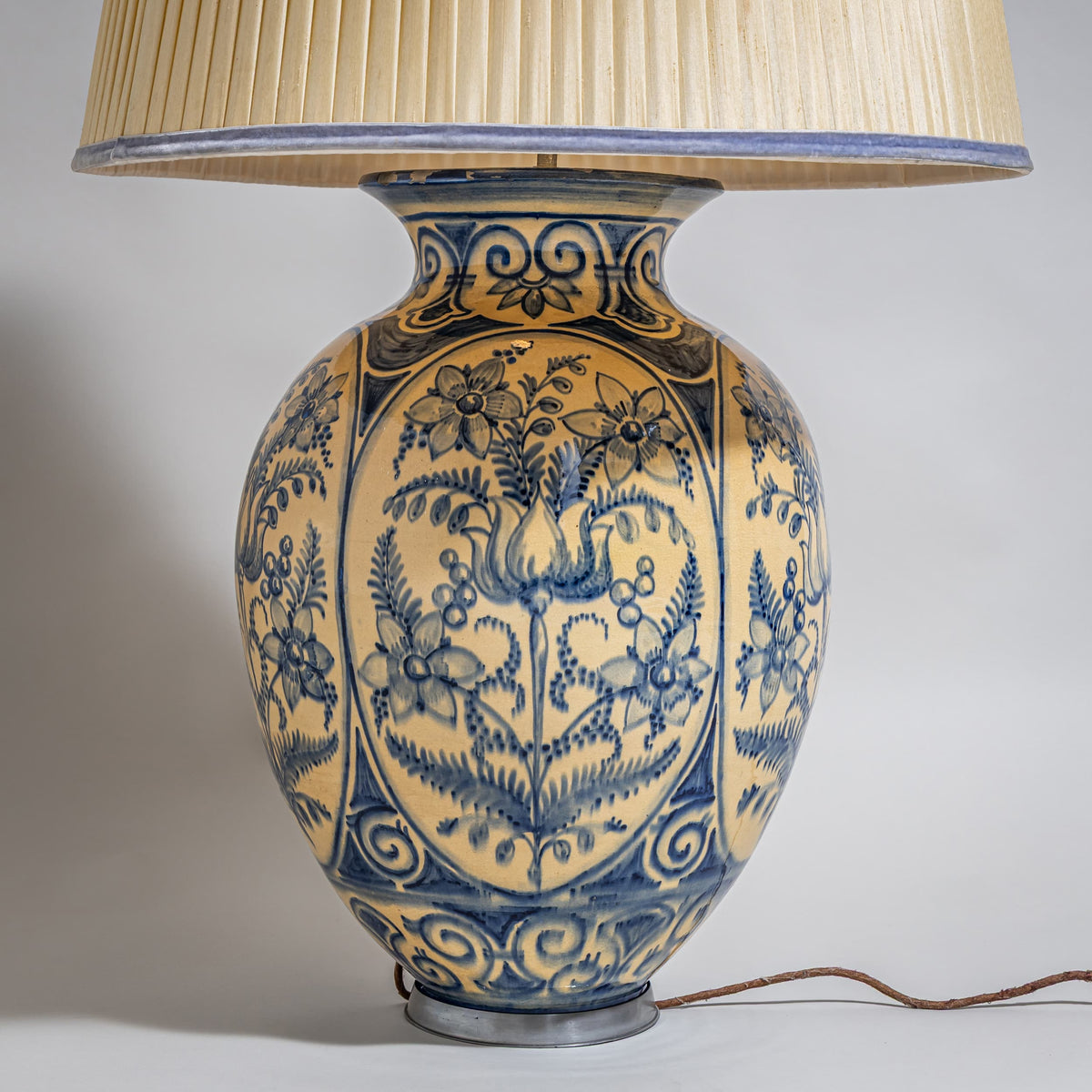 Table Lamp with Painted Porcelain Base, 20th Century