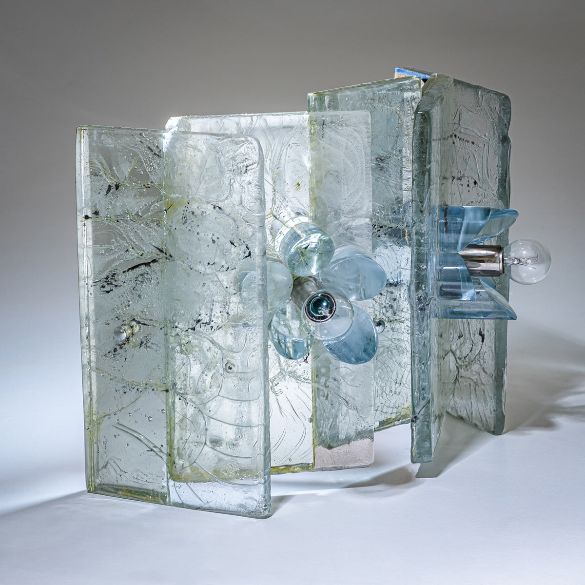 Pair of Glass Wall Sconces, probably Italy, Mid-20th Century