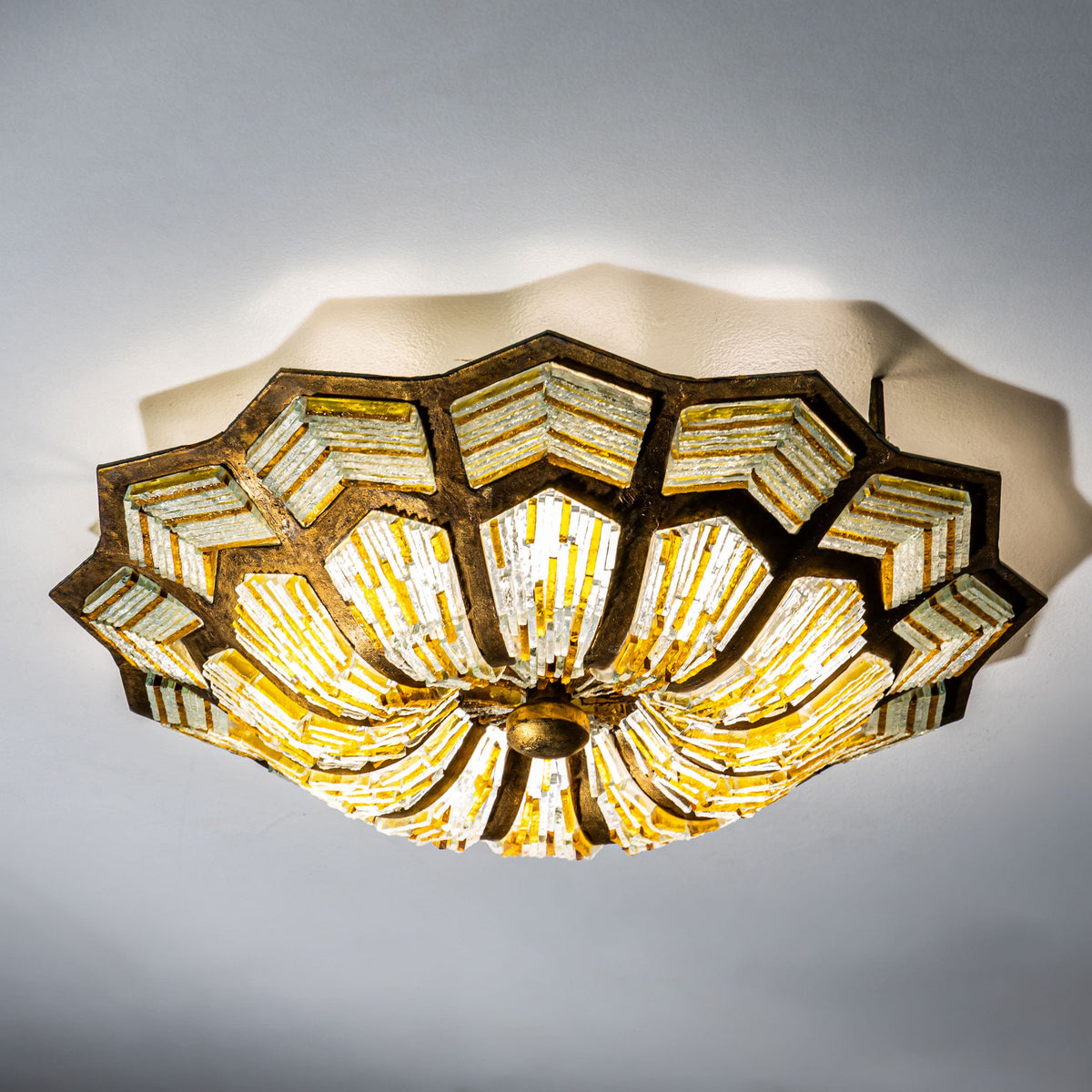 Brutalist Flower-Form Ceiling Light, Italy, 1950s