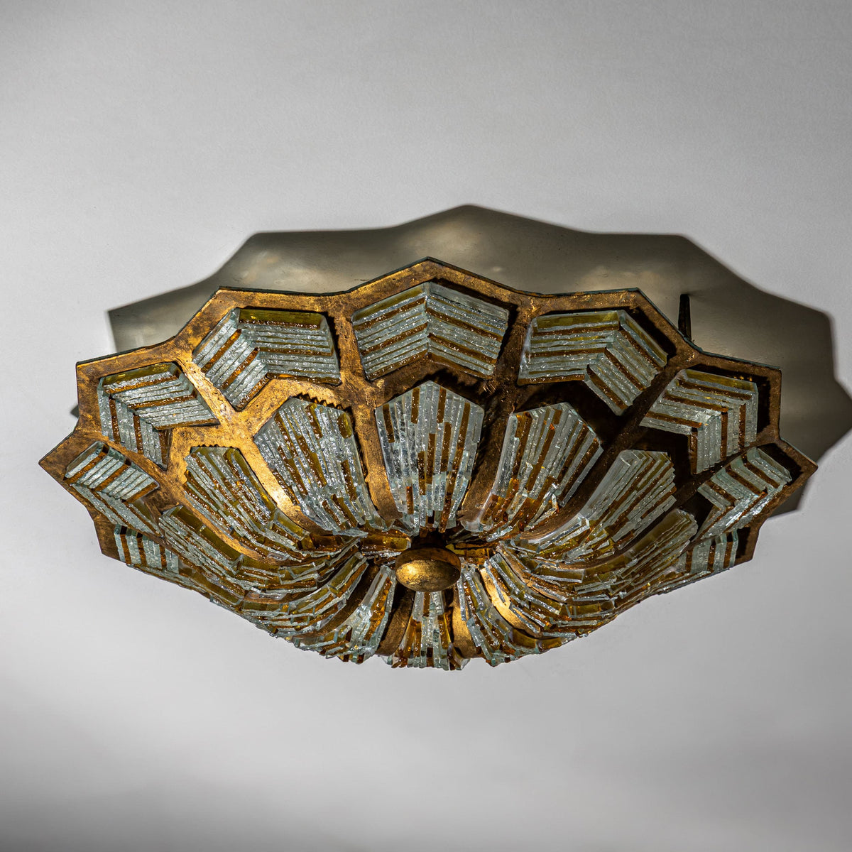 Brutalist Flower-Form Ceiling Light, Italy, 1950s