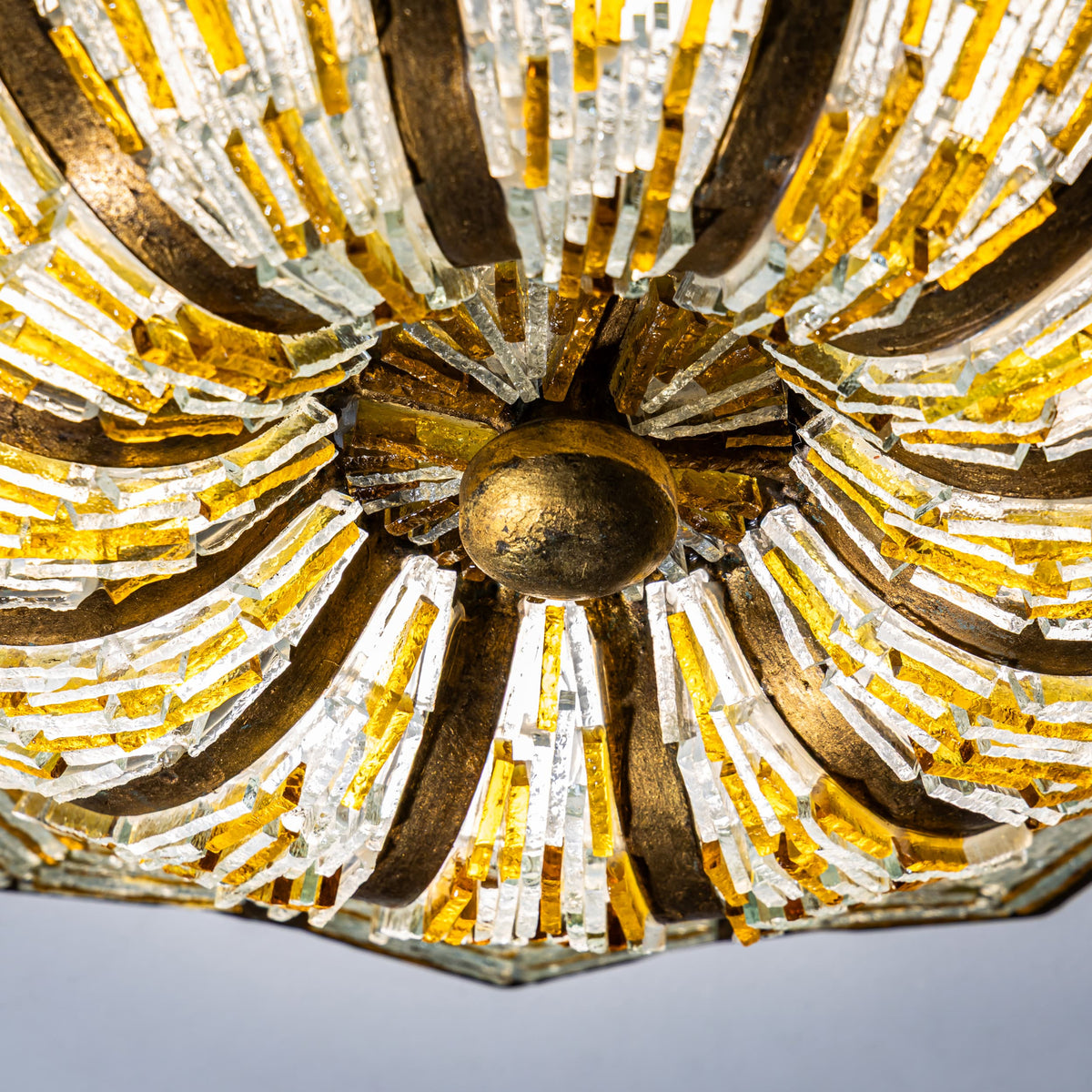 Brutalist Flower-Form Ceiling Light, Italy, 1950s