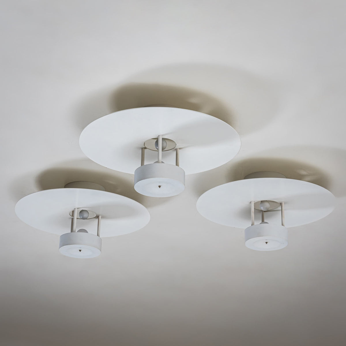 Set of Three White Ceiling Lamps by Hans-Agne Jakobsson, Markaryd / Sweden, 2nd Half 20th Century