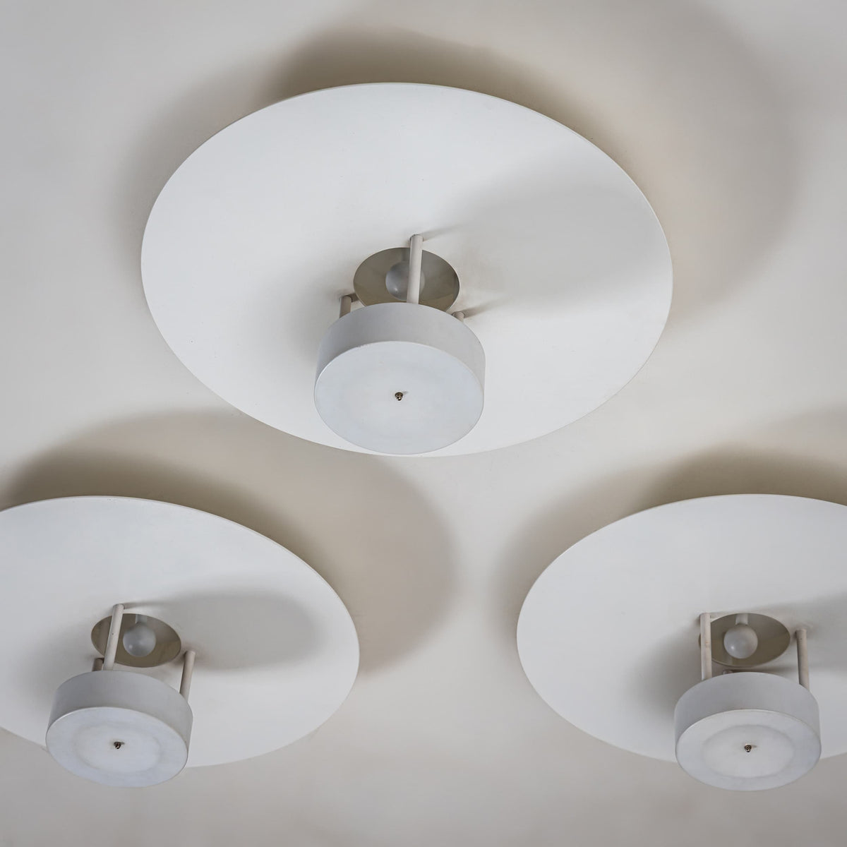 Set of Three White Ceiling Lamps by Hans-Agne Jakobsson, Markaryd / Sweden, 2nd Half 20th Century