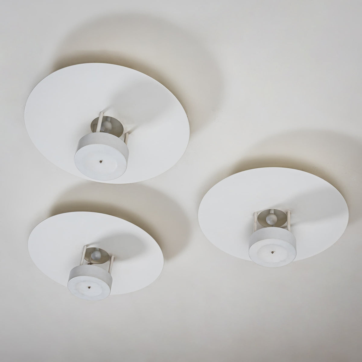 Set of Three White Ceiling Lamps by Hans-Agne Jakobsson, Markaryd / Sweden, 2nd Half 20th Century