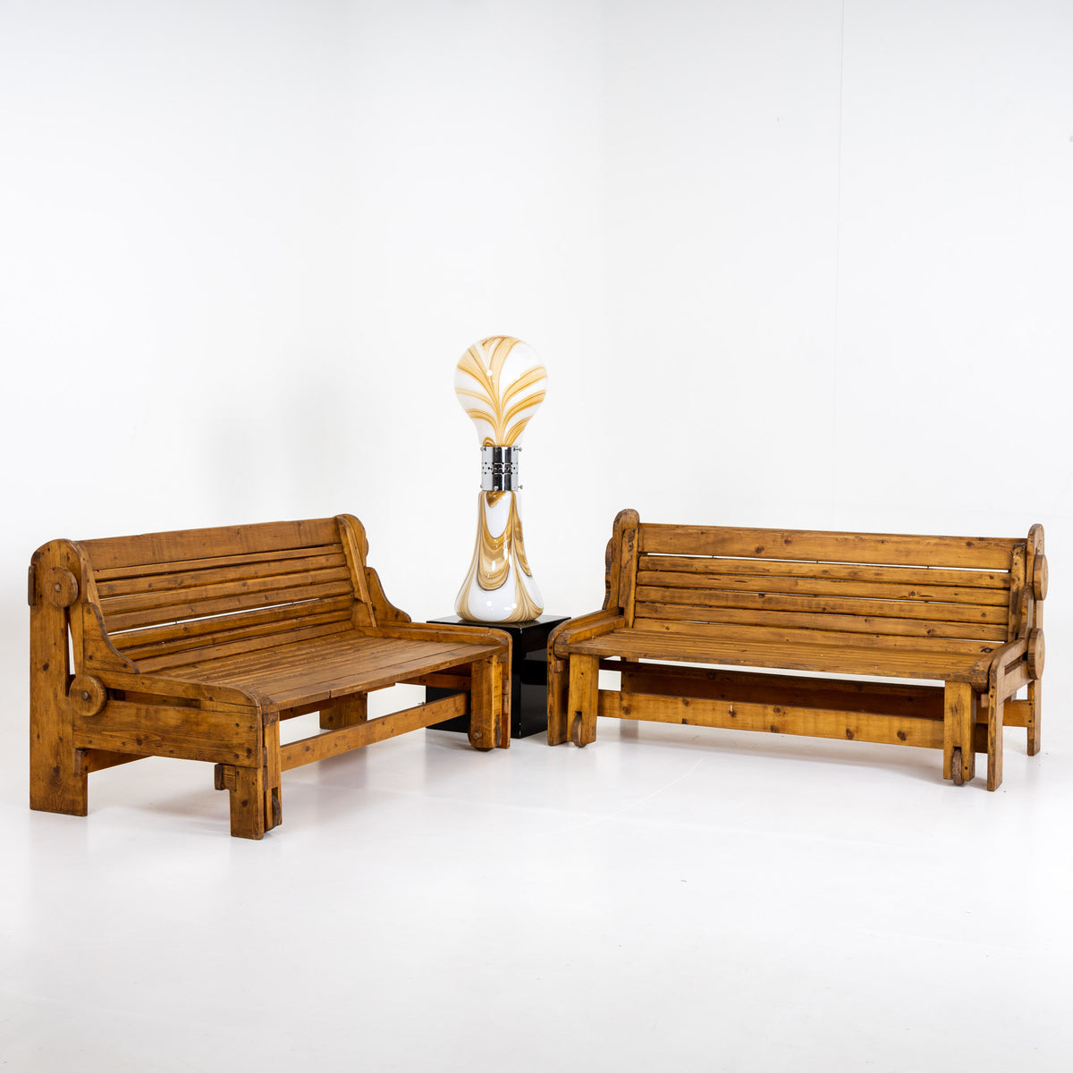 Pair of Benches, Italian Manufactory, 1960s