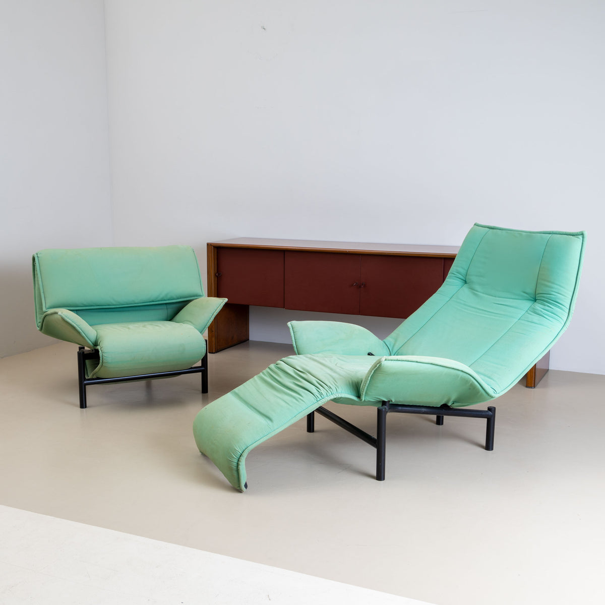 Turquoise "Veranda" Armchairs by Vico Magistretti for Cassina, Italy, Late 20th Century