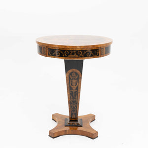 Empire Side Table with Black Ink Painting, Early 19th Century