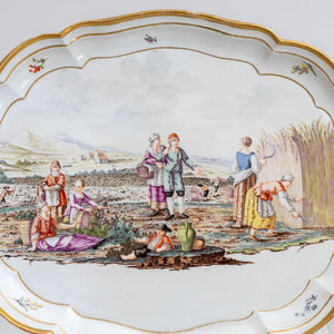 Oval plate with Harvest Scene, Nymphenburg, c. 1770-75