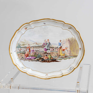 Ovale Platte mit Ernteszene, Nymphenburg, um 1770-75