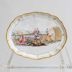 Ovale Platte mit Ernteszene, Nymphenburg, um 1770-75