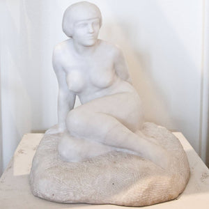 Art Deco Sculpture of a Sitting Female, sig. Chauvet, France 1920s