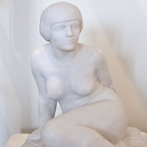 Art Deco Skulptur einer Sitzenden, sig. Chauvet, Frankreich 1920er Jahre