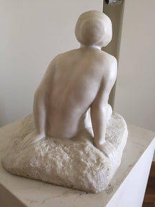 Art Deco Sculpture of a Sitting Female, sig. Chauvet, France 1920s