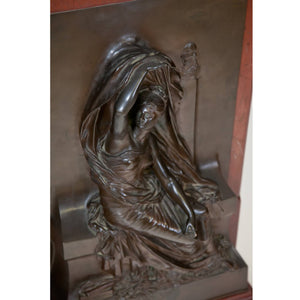 Bronzerelief ‘La Pensée’, sig. Henri Chapu (1833-1891)