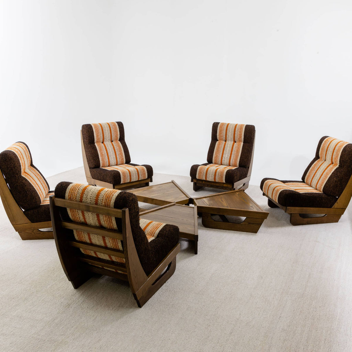 Modular Seating Group with five Lounge Chairs, Italy 1950s