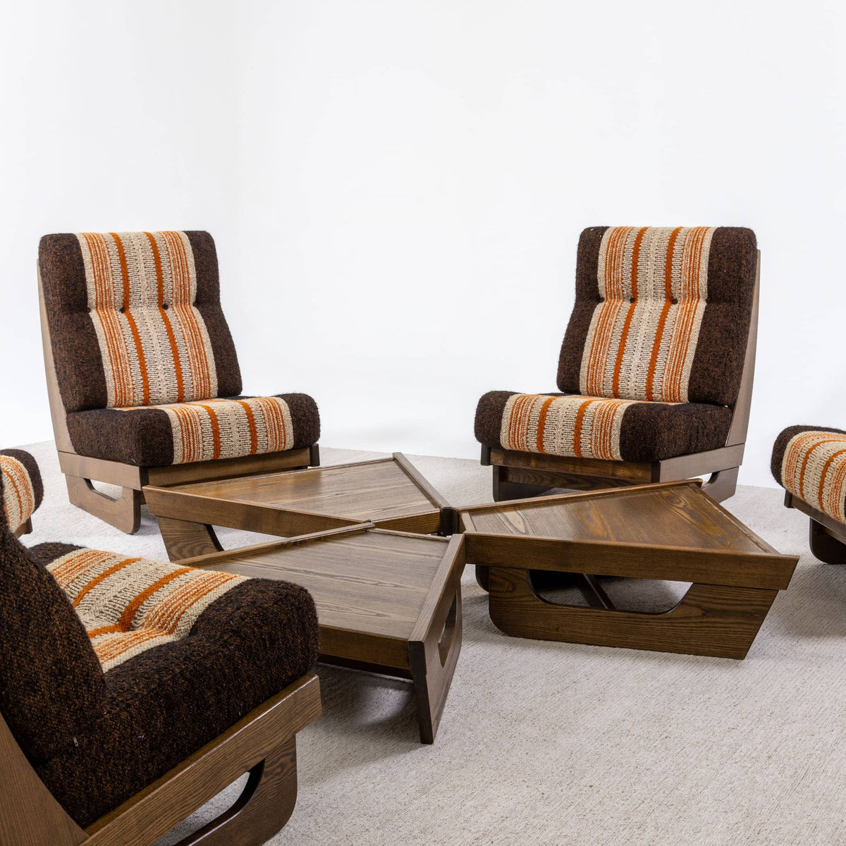 Modular Seating Group with five Lounge Chairs, Italy 1950s