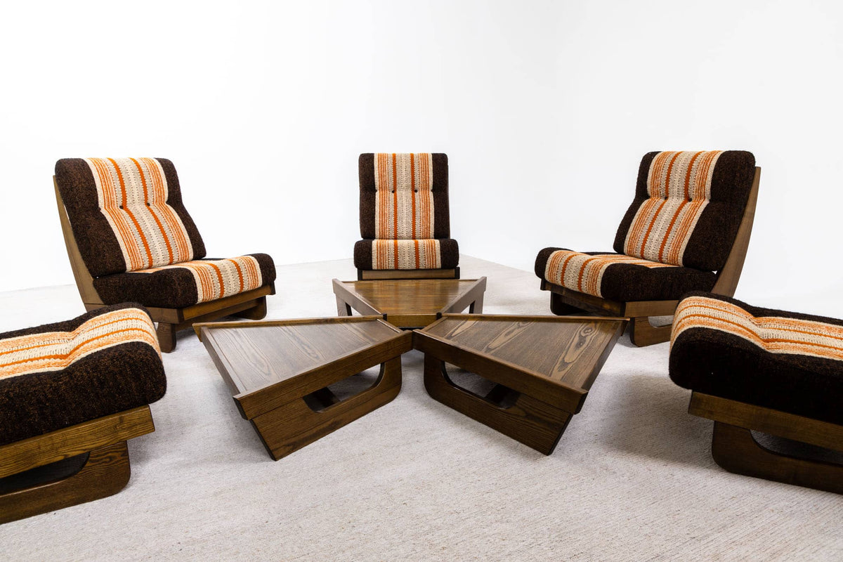 Modular Seating Group with five Lounge Chairs, Italy 1950s