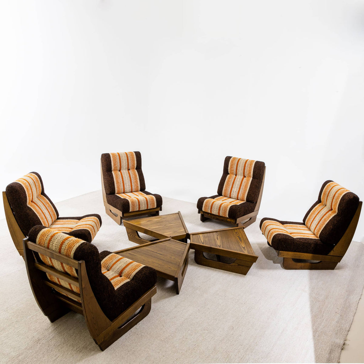 Modular Seating Group with five Lounge Chairs, Italy 1950s