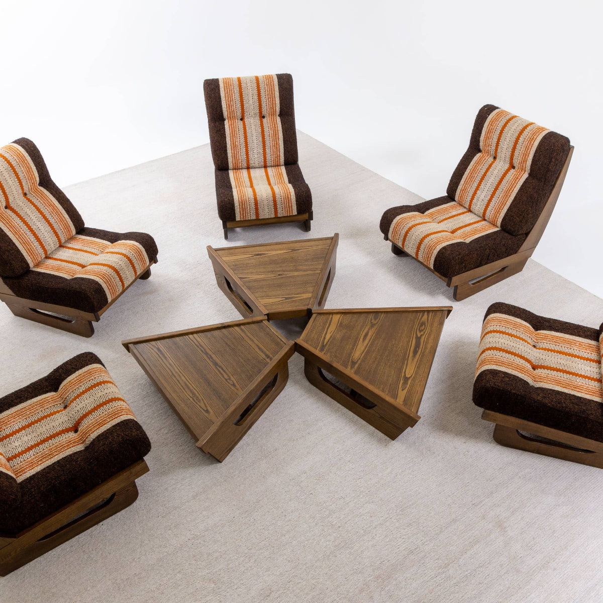 Modular Seating Group with five Lounge Chairs, Italy 1950s