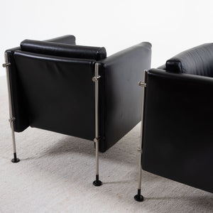 Black Leather Armchairs "Felix" by Burkhard Vogtherr for Arflex, Italy end of 20th century