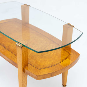 Art Deco Coffee Table with Glass Top, 1940s