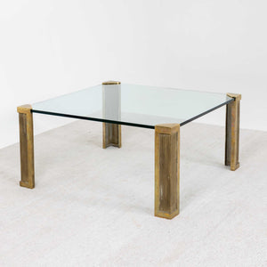 Glass and brass coffee table, Peter Ghyczy, 1970s