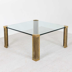 Glass and brass coffee table, Peter Ghyczy, 1970s
