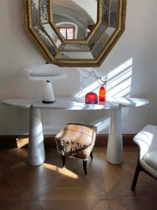 White Marble Console Table, Italy 20th Century