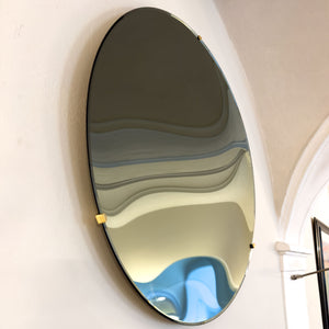 Blue glass concave wall mirror, Italy 21st century