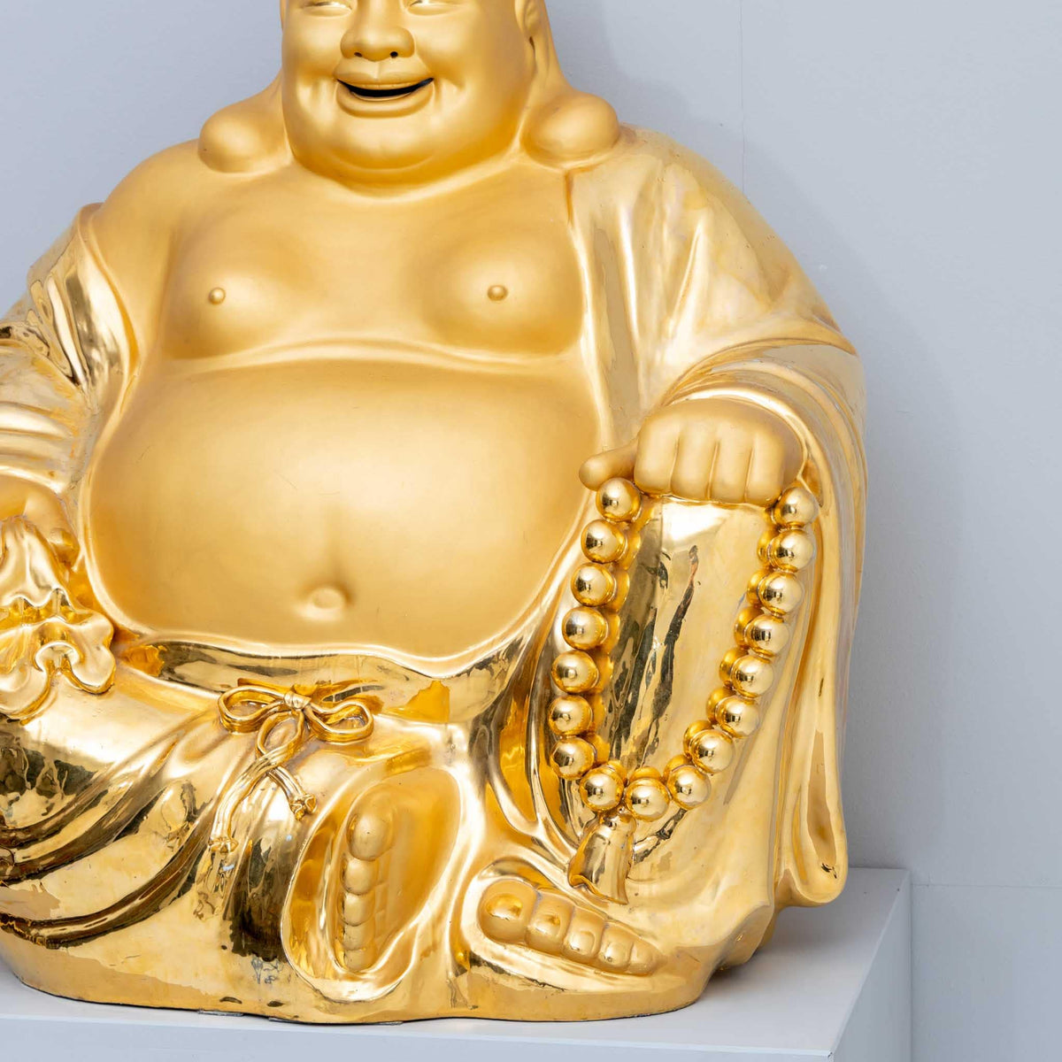 Golden Laughing Buddha made of Porcelain, 20th Century