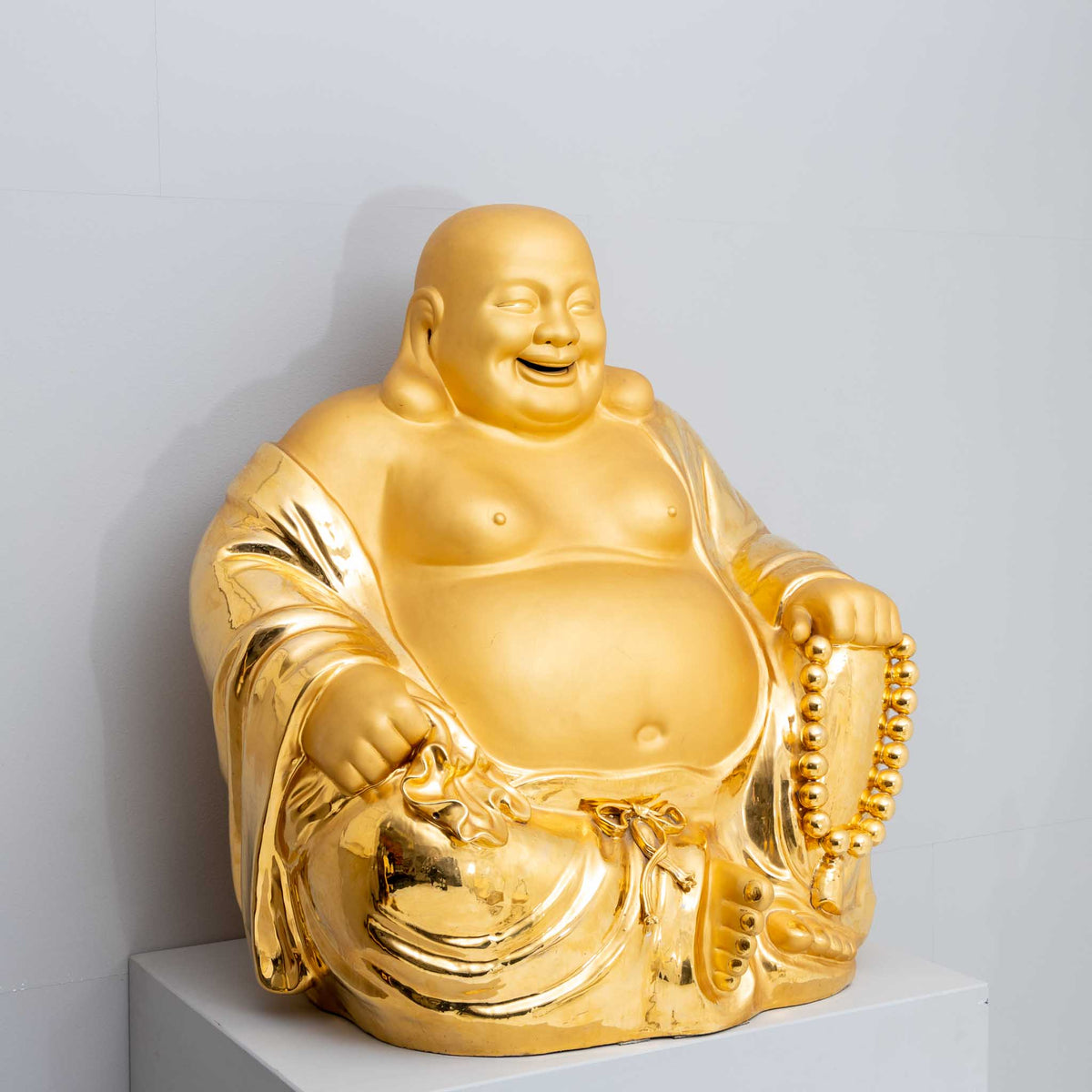 Golden Laughing Buddha made of Porcelain, 20th Century